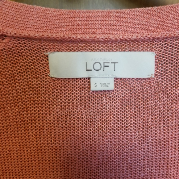 Coral pink open cardigan, Ann Taylor Loft - Picture 3 of 6